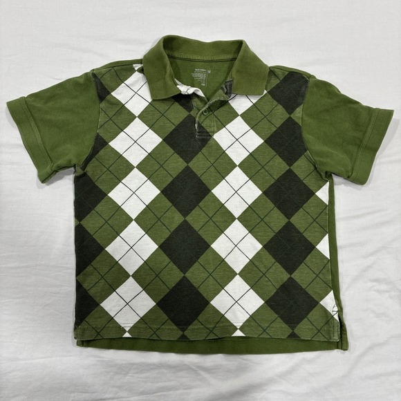 Old Navy Tops - Old Navy Polo Shirt Women's Medium Green Argyle Print Cropped Y2K